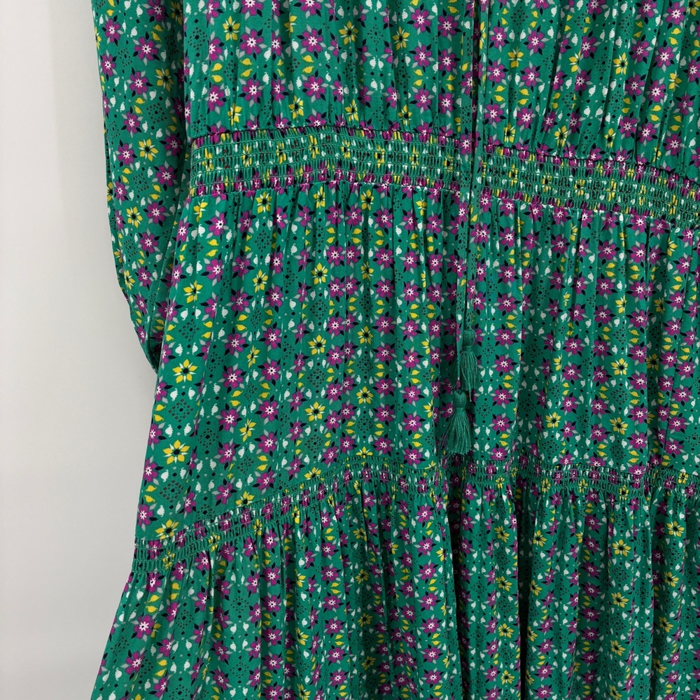 Matilda Jane Floral Boho Cottagecore Tiered Peasant Midi Dress Green Large NWT - Picture 7 of 9